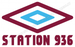 Logo Umbro in versione claret e blue con scritta Station 936