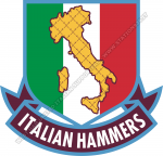 Logo Italian Hammers con sagoma dell'Italia ricoperta da martelli incrociati