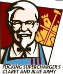 Fucking Supercharger's claret and blue army